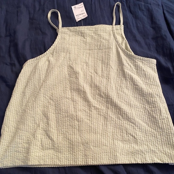 Madewell Sunfaded Lime Sleeveless Textural Seersucker Apron Tank Top NWT - Picture 9 of 9
